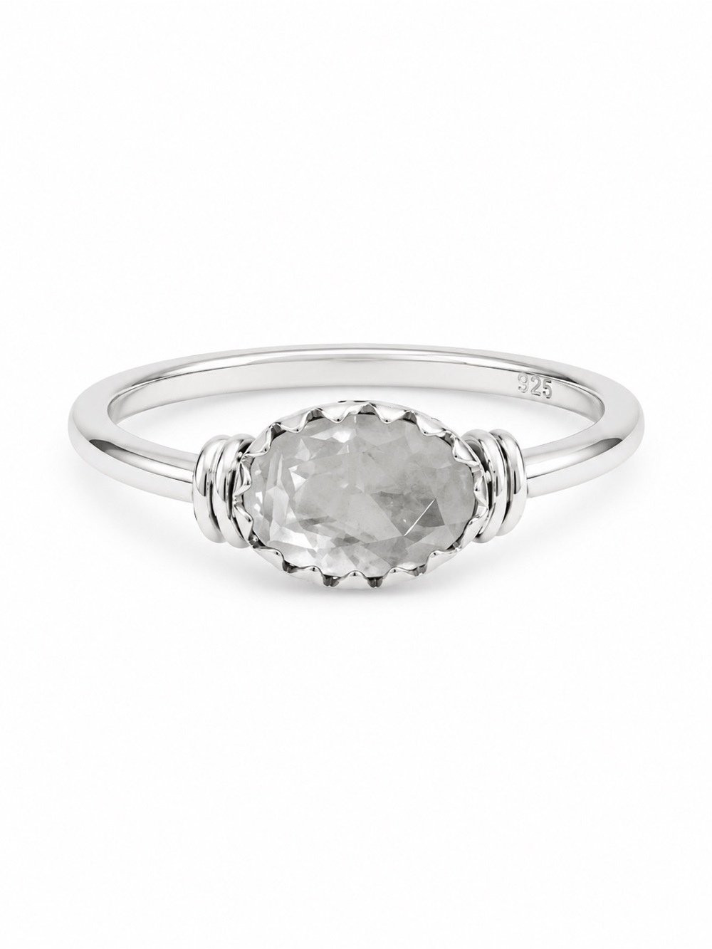 S925 Clear Quartz East West Legacy Ring